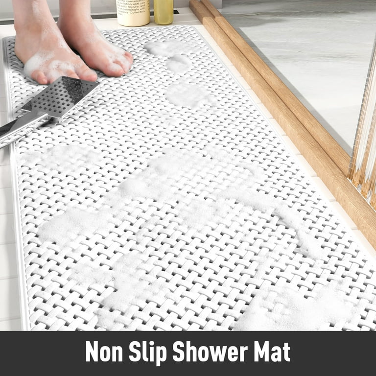 Sixhome Shower Mat Non Slip Bath Mat for Tub 16 inchx40 inch Shower Mats for Bathtub Machine Washable Bathtub Mat with Suction Cups and Drain Holes