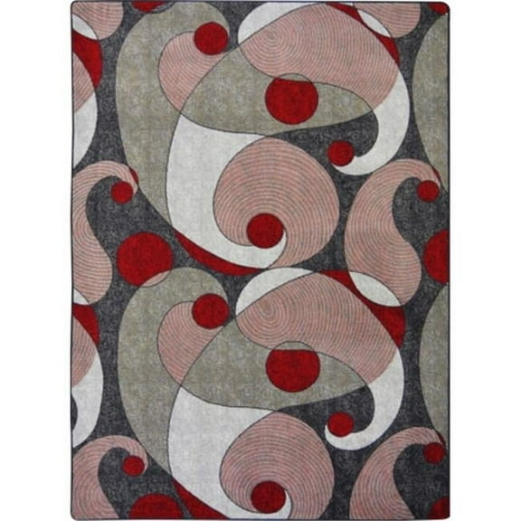 Kid Essentials Jazzy Rectangle Teen Area Rugs  01 Red & Gray - 5 ft. 4 in. x 7 ft. 8 in.