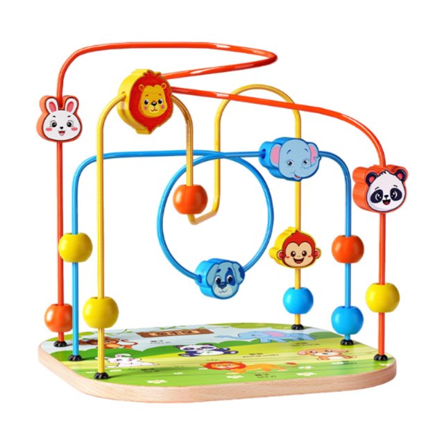 Laberinto de cuentas de madera, juguete de montaña rusa, regalo de año Nuevo, juguete educativo de percepción del color, ábaco de madera colorido para