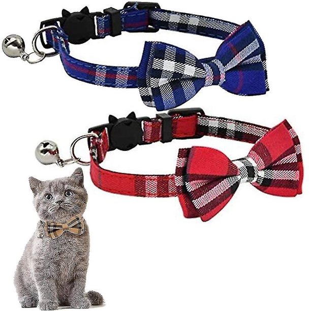 Pack de 2 collares para gatos con cascabeles y pajaritas.yt