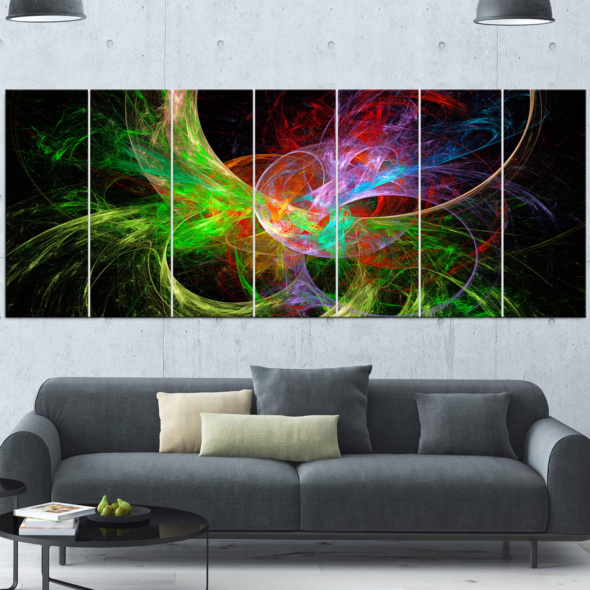 Designart 'Multi Color Fractal Abstract Design ' Abstract Canvas Art Print