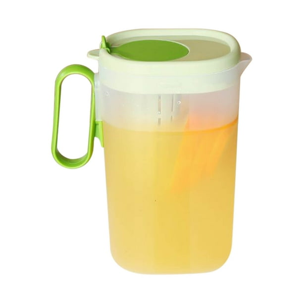Jarra de plástico de 2 litros (68 oz), jarra para té helado, jarra de agua, jarra con asa para té, jugos, leche y bebidas frías o calientes (verde)