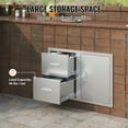 thumbnail image 3 of KFFKFF Outdoor Kitchen Double Drawers Stainless Steel Access Door ,32.5" W x 21.6" H x 20.5''D BBQ Island Door Drawer Combo,Flush Mount Outdoor Kitchen Appliances, 3 of 9