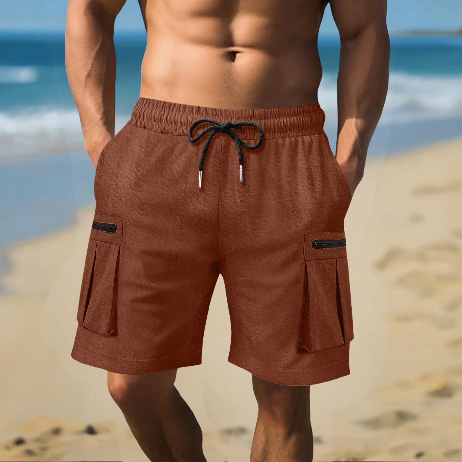 Big Men Shorts Mens Cargo Shorts Elastic Waist Construction Shorts