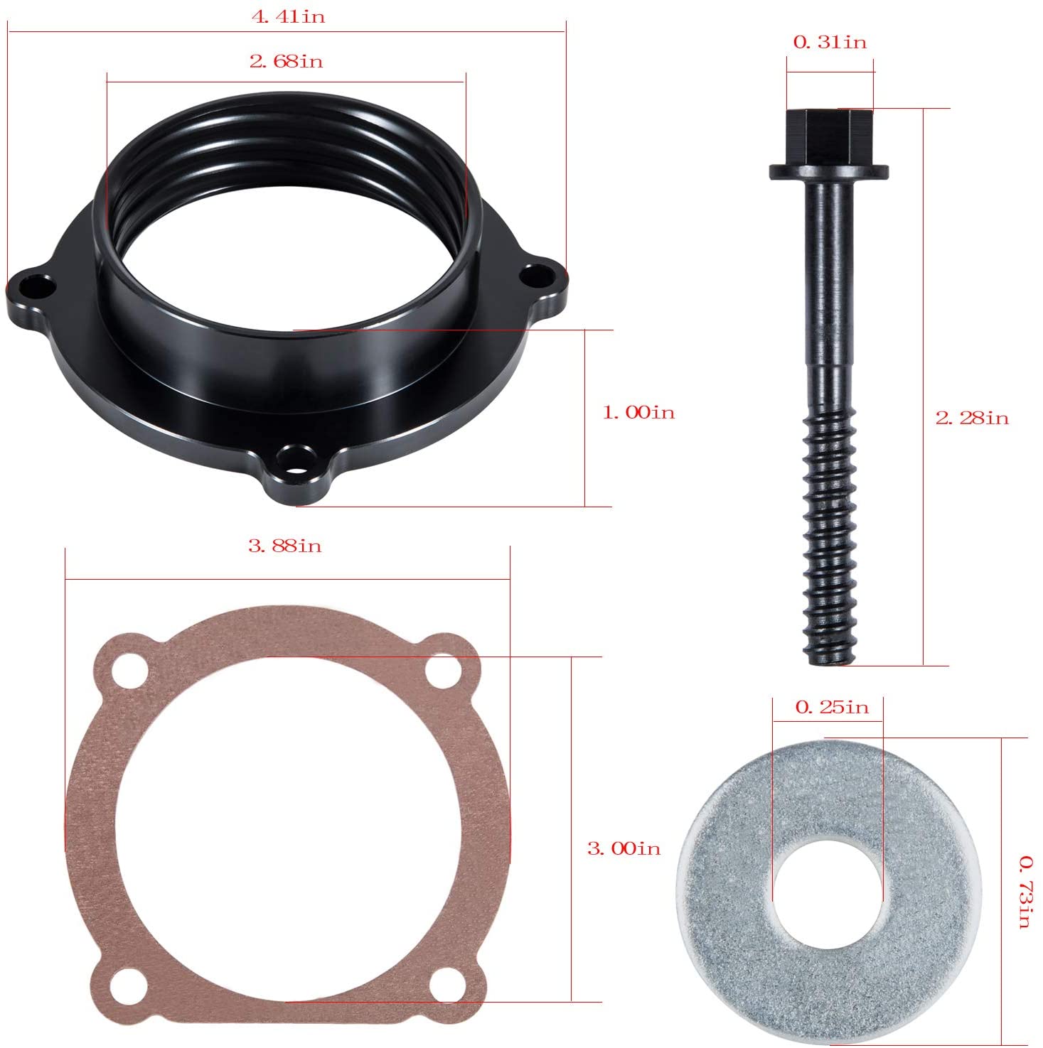 Throttle Body Spacer for Jeep Wrangler JK JL JT Gladiator 20122020 3