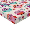 thumbnail image 2 of Ambesonne Owls Fitted Sheet, Happy Modern, Full Size, Orange Fuchsia Seafoam, 2 of 3