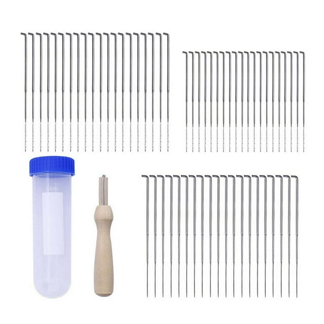 60pcs 3 Sizes Felting Clear Bottle Kit with Clear Bottle and Wooden Handle DIY Pin Craft Felt Tool Set
