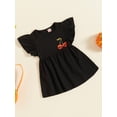 thumbnail image 3 of Suealasg Little Girls Halloween Clothes Outfits 1T 2T 3T 4T Toddler Baby Girls Flying Sleeve Crew Neck Cherry Skull Print A-Line Dress, 3 of 8
