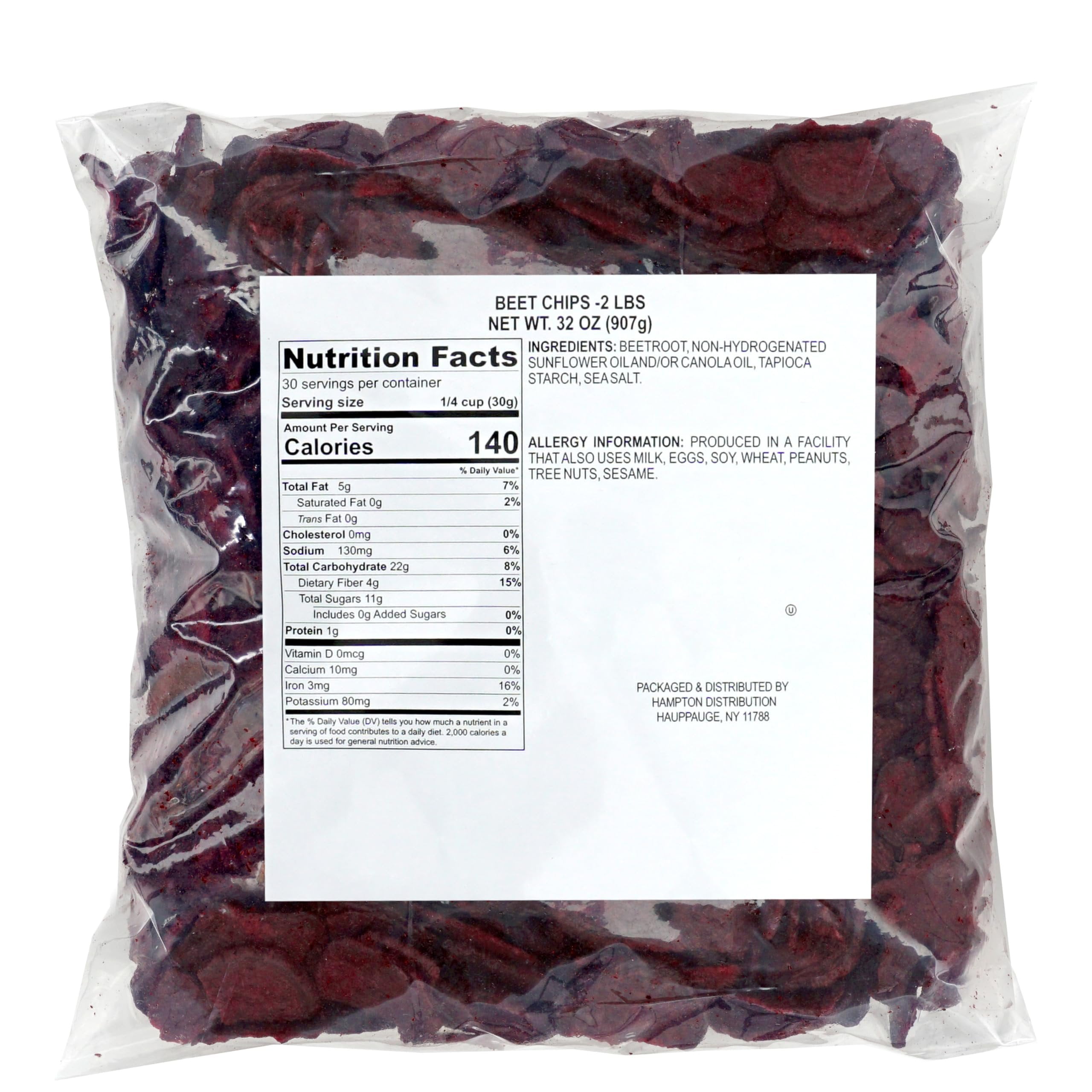 Beet Chips, 2 Pound Bag, Dried Beets, Veggie Chips, Vegetable Snacks, The Hampton Popcorn & Candy Company