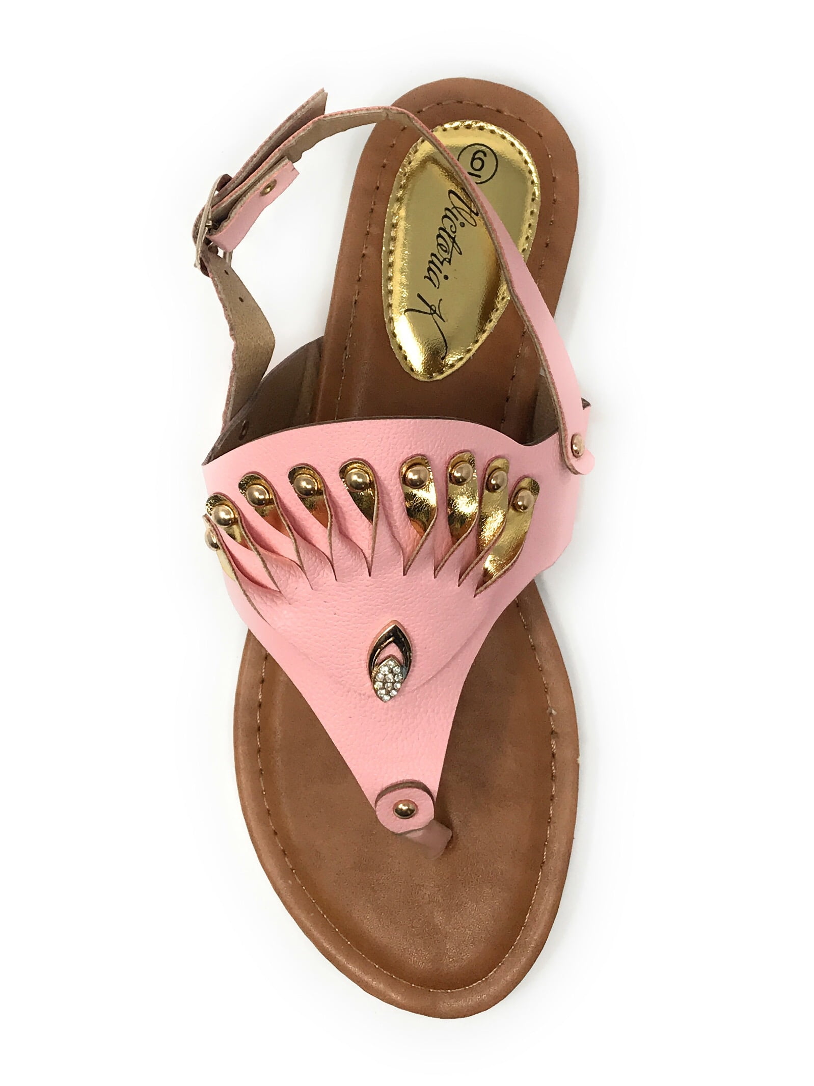 Victoria K Women's Gold Applique With Studs Sandals
