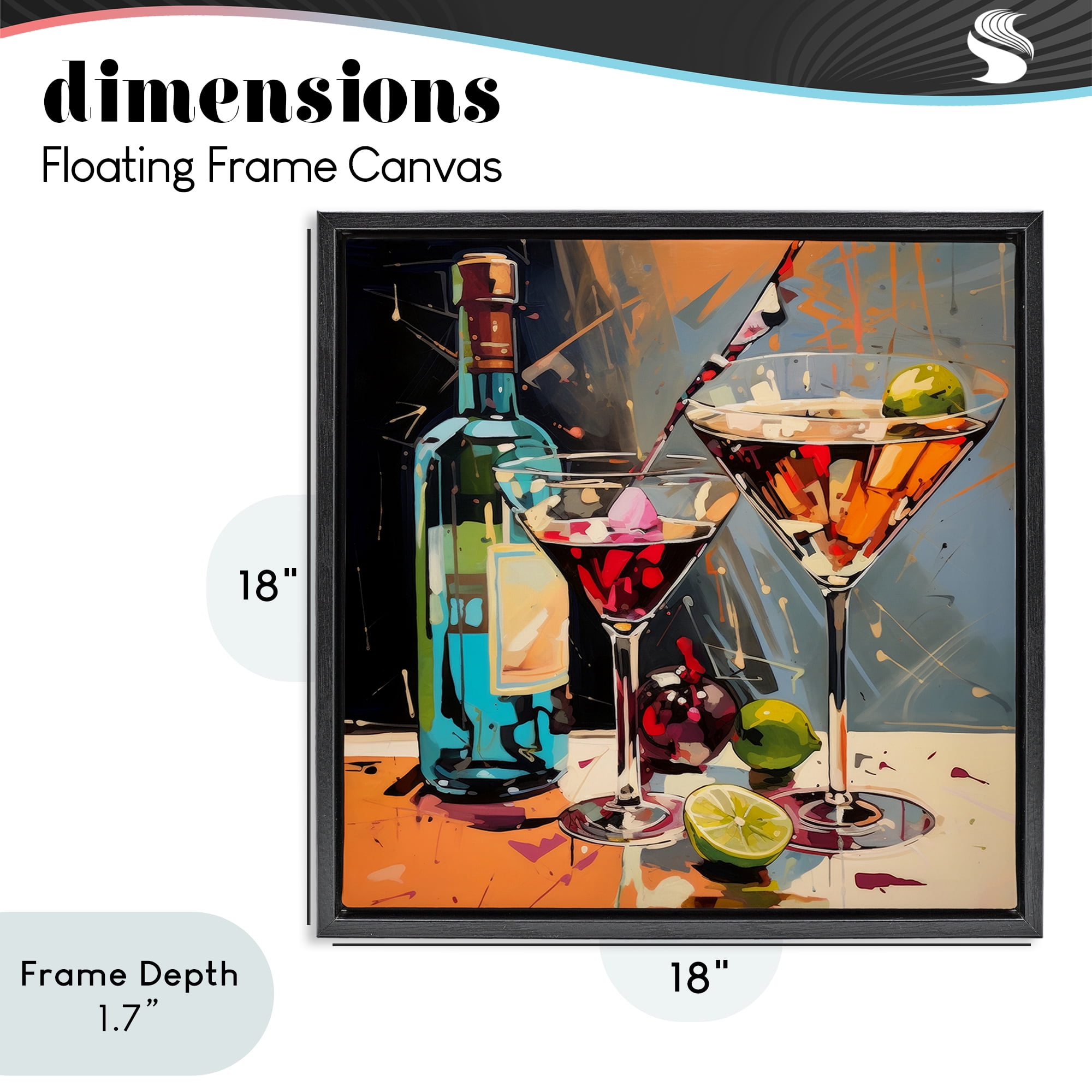 Stupell Industries Every Sip of Martini Night Black Framed Floater Canvas Wall Art, design by Lazar Studio