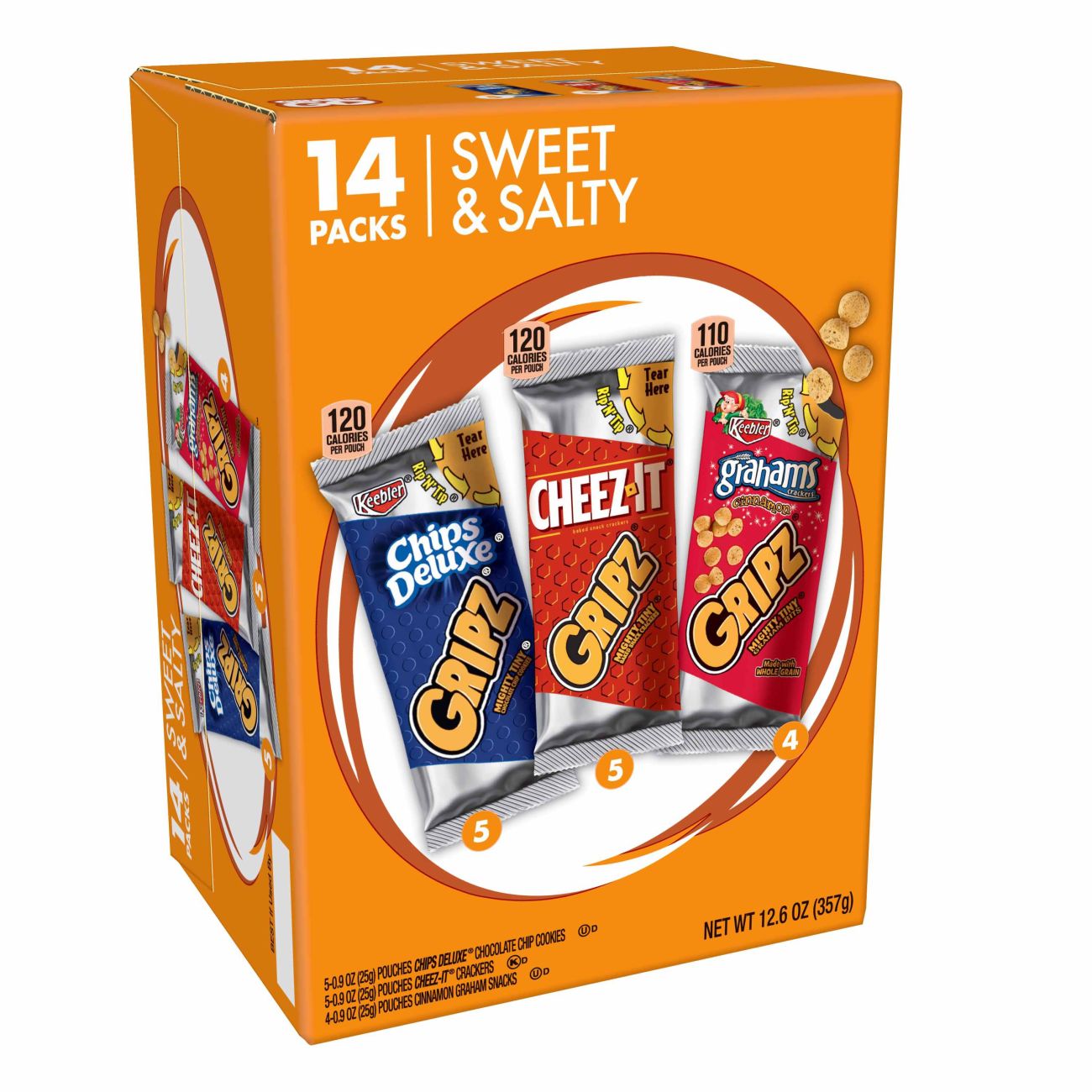 Kellogg's Gripz Variety Snack Pack, Chips Deluxe, CheezIt & Grahams, 0