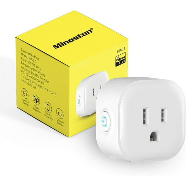 Minoston Z-Wave Plug with Energy Monitoring, Z-Wave Plus Mini Outlet Built-In Repeater Range Extender, Overcurrent Protection, Z, Wave