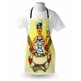 thumbnail image 3 of Girls Apron Pin-Up Sexy Sailor Girl Lifebuoy with Captain Hat and Costume Glass of Beer Feminine, Unisex Kitchen Bib Apron with Adjustable Neck for Cooking Baking Gardening, Multicolor, by Ambesonne, 3 of 3