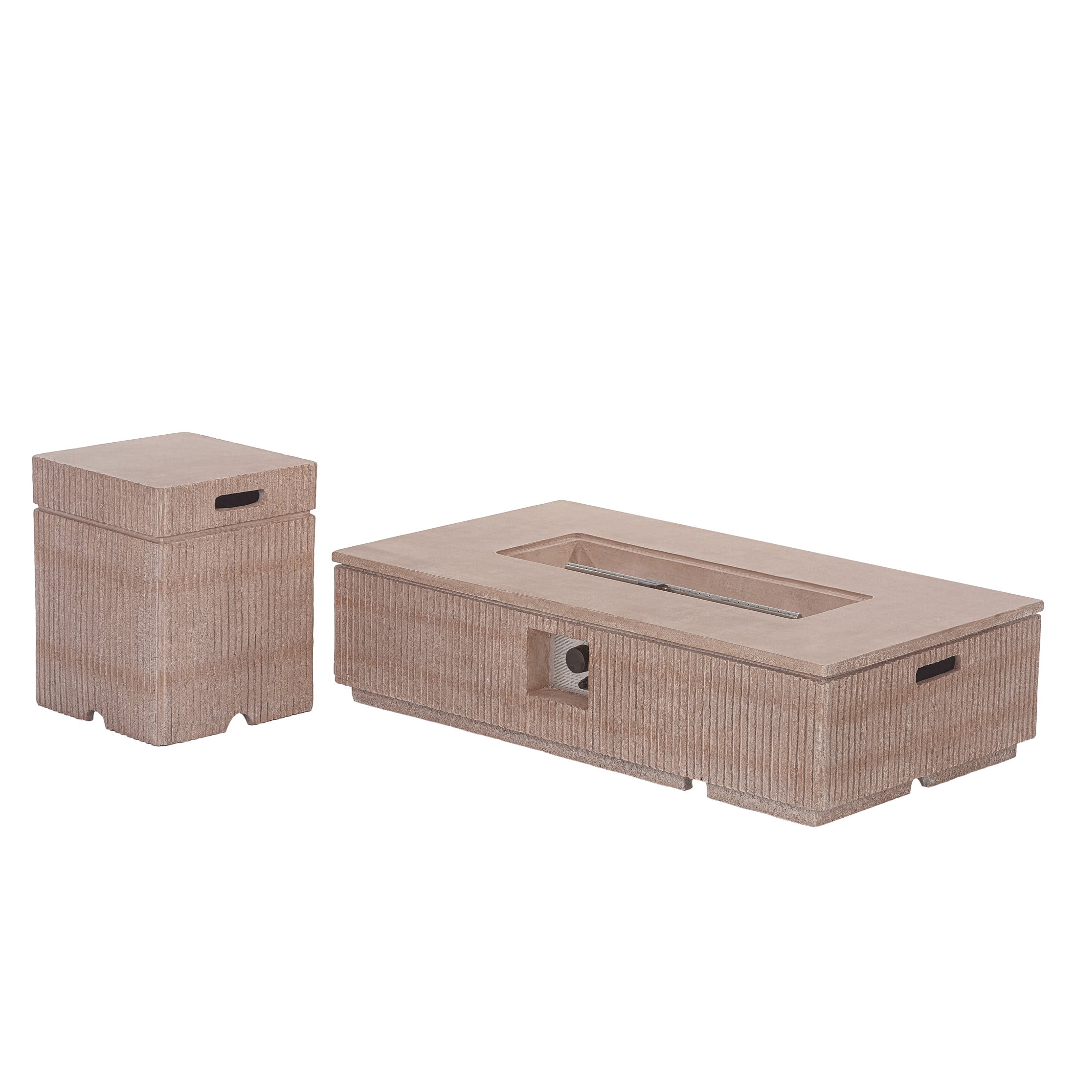 Christopher Knight Home Outdoor 50,000 BTU Propane Rectangular Fire Pit Table with Tank Holder, Natural