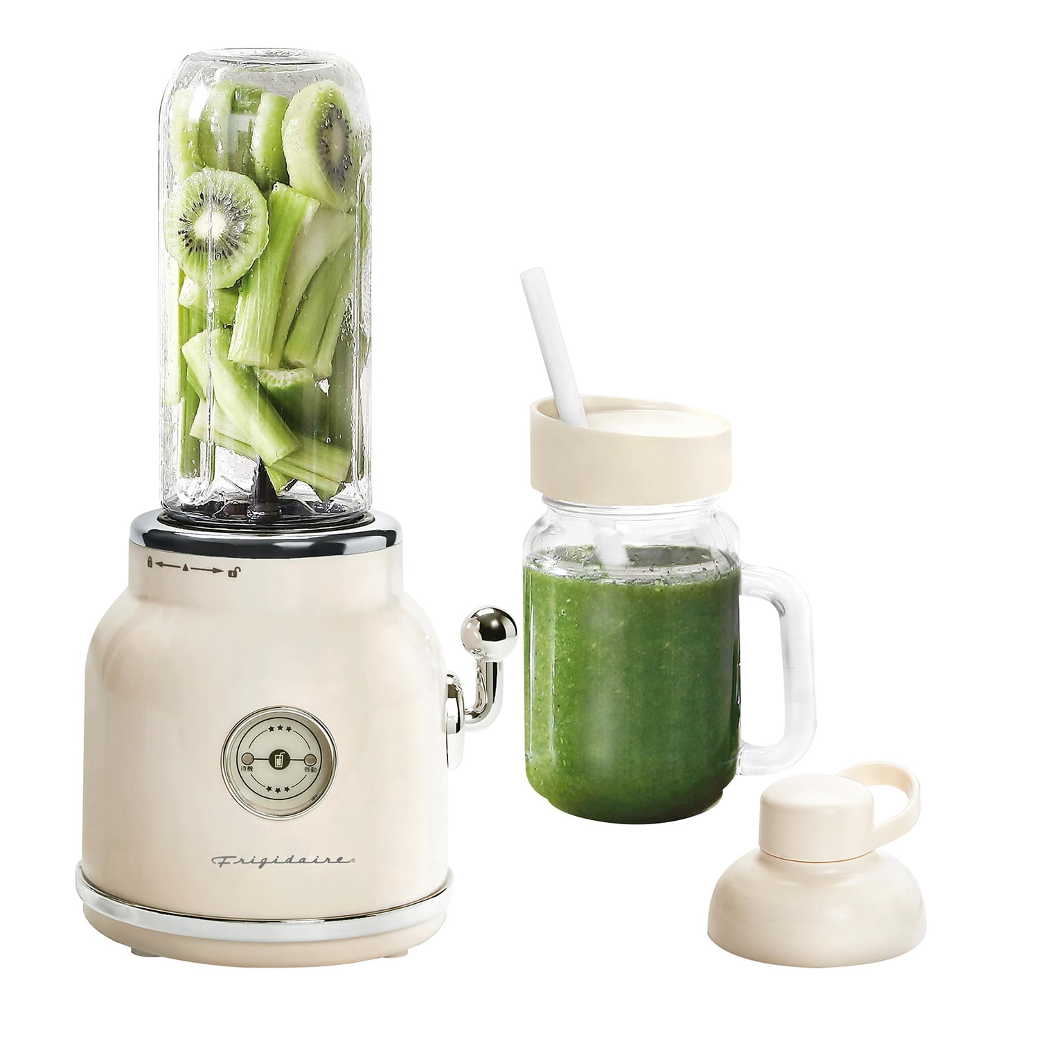 CULINARY CHEF New 20.3oz. 300W Retro Smoothie Maker Blender with Mason Jar - Cream