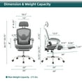 thumbnail image 6 of EverPick Retractable Footrest Ergonomic Swivel Office Chair with Lumbar Support Pillow and Padded Armrests - Gray, 6 of 6