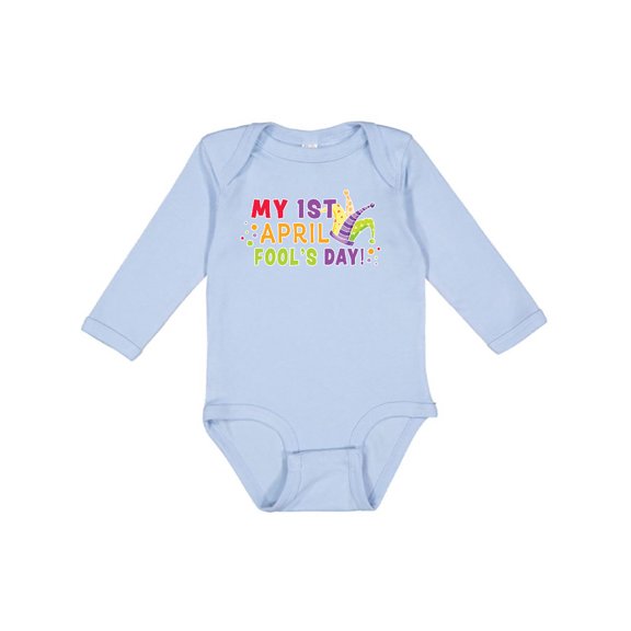 Inktastic My 1st April Fools Day with Jester Hat Boys or Girls Long Sleeve Baby Bodysuit