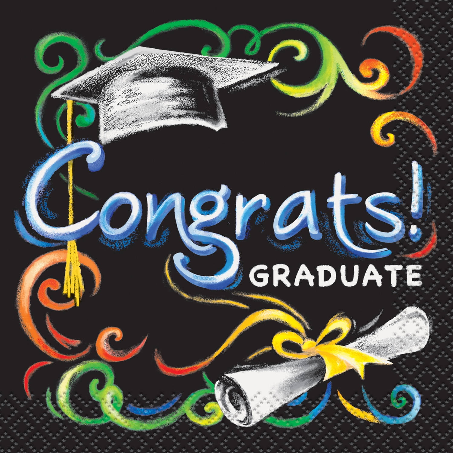 Chalkboard Graduation Paper Beverage Napkins, 5 in, 16ct by Unique Industries
