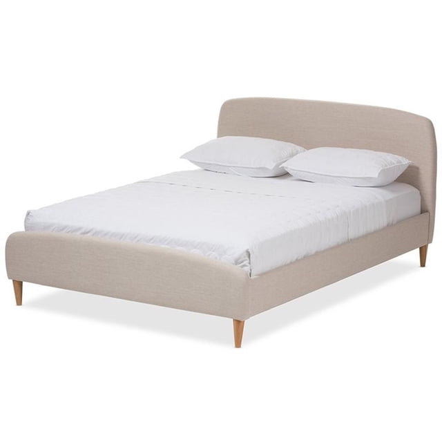 Baxton Studio Mia Lit Plateforme Grand Rembourré en Beige Pâle