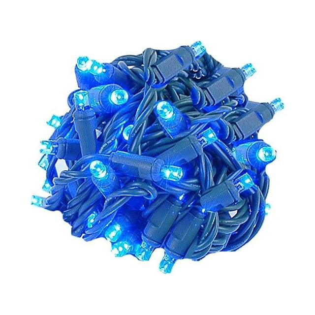 Novelty Lights 50 Light LED Twinkle Christmas LED Mini Light Set, Blue, Green Wire, 25 Feet