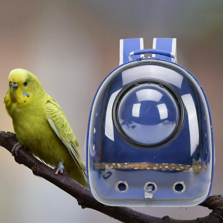 Parrot Carrier Backpack Transparent Bubble Portable Cage Travel Cage Bird Backpack for Sightseeing Outdoor Blue