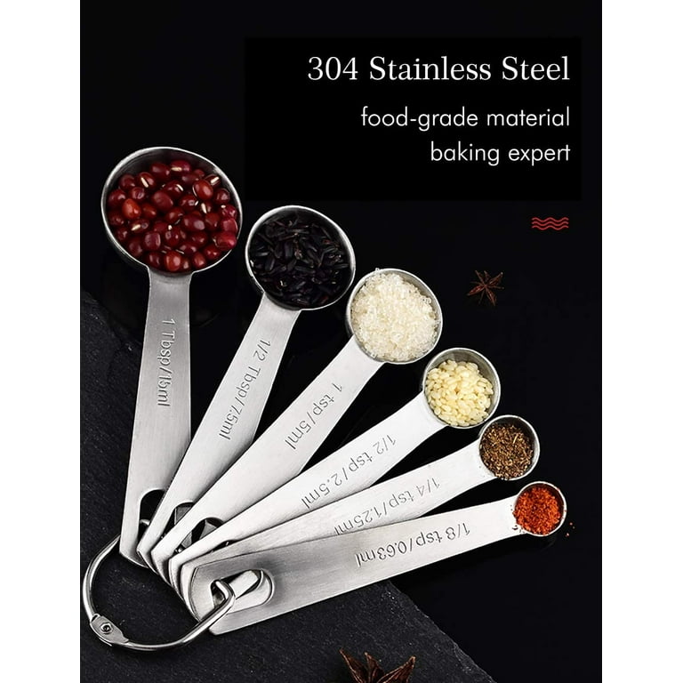 Measuring Spoons Stainless Steel, 9 Stainless Steel Metal Measuring Spoons,  Kitchen Measuring Tools Set for Cooking Baking 