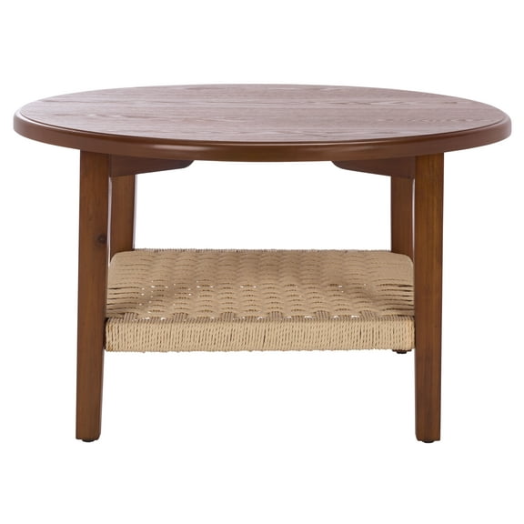 Safavieh Nomand Glam 1 Shelf Round Ash Veneer Coffee Table, Walnut