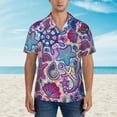 thumbnail image 5 of Uemuo Cute Nautical Printed Regular Fit Short Sleeve Casual Hawaiian Shirt for Men,Aloha shirt,Tropical shirt,Floral print shirt,Vacation Beach shirt-Large, 5 of 9
