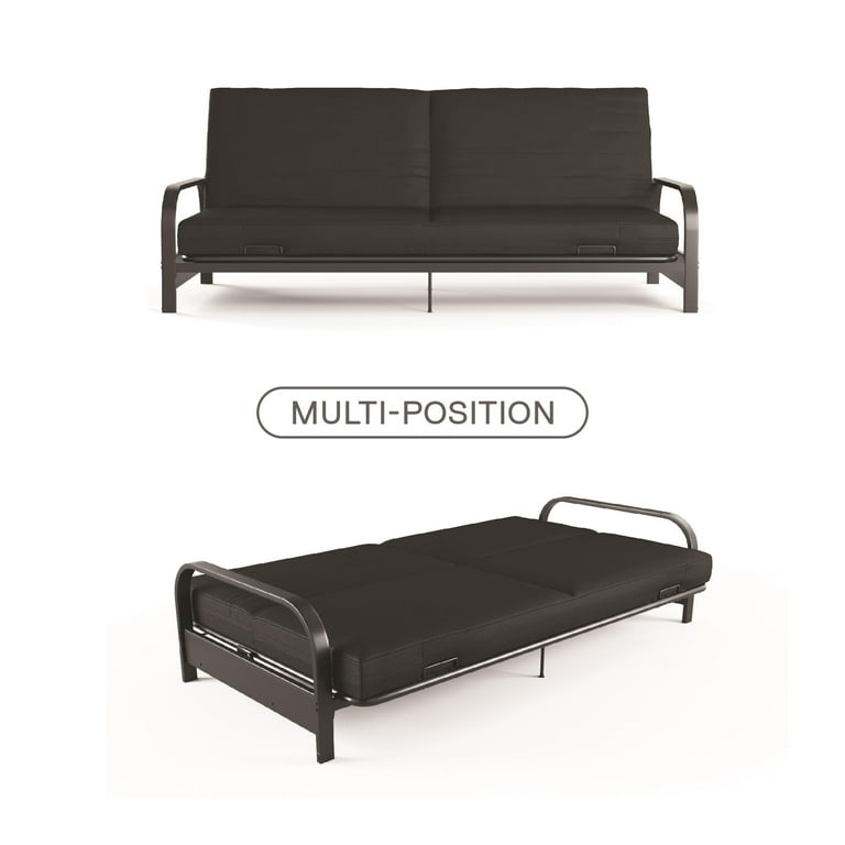 Mainstays Metal Arm Futon Black Metal Frame with Black Mattress