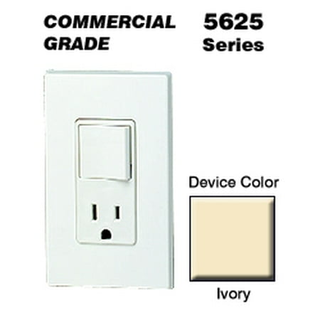 Decora Single Receptacle - Leviton 5625-I Decora Combo Switch/Receptacle Single-Pole/5-15R 15A 125V - Ivory