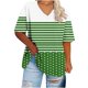 thumbnail image 2 of Fiudx Ofertas y Liquidaciones Camiseta Deportiva de Verano Estampada de Manga Corta con Cuello En V de Gran Tamaño para Mujer, 2 of 4