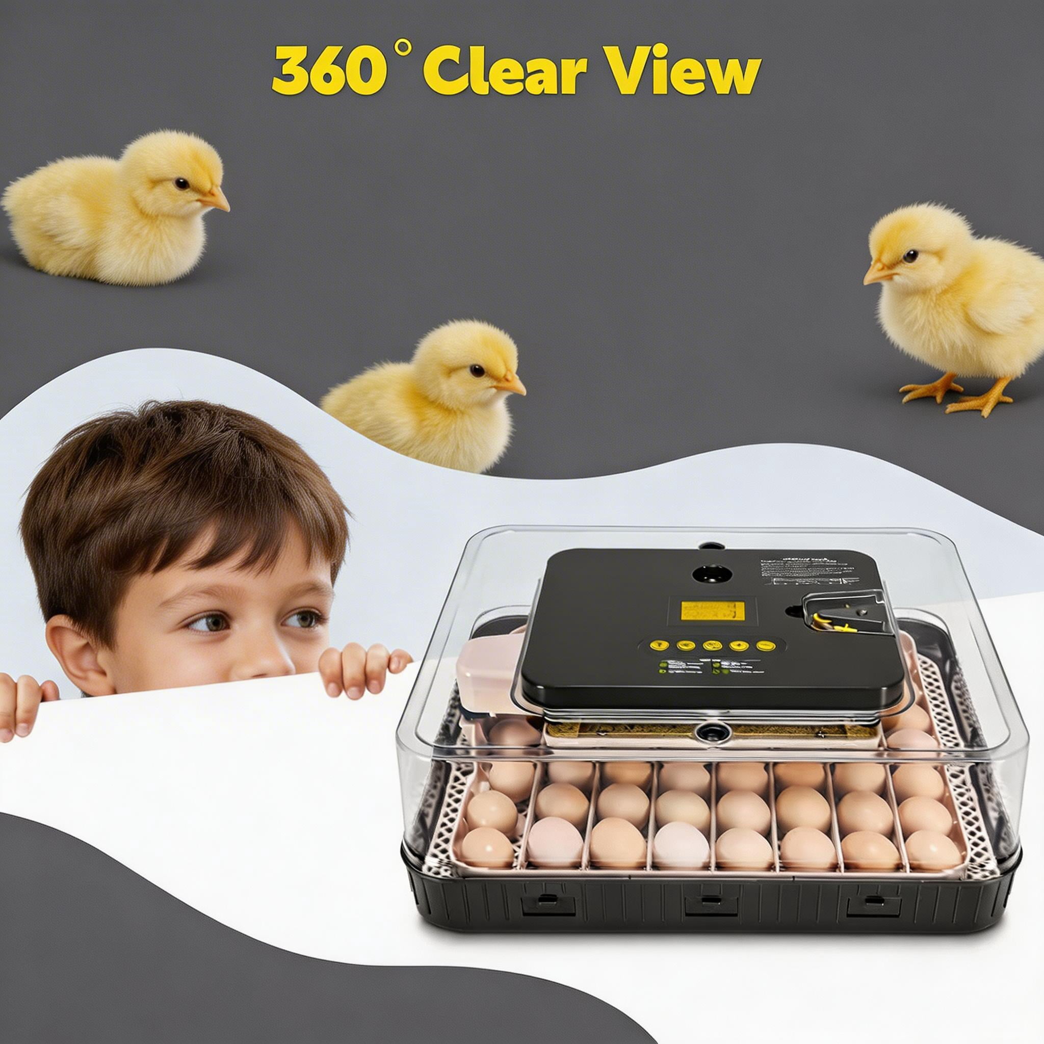 Adnoom 56 Egg Incubator Chicken Incubators for Hatching Eggs with Automatic Egg Turner and Humidity Temp Control, Egg Hatcher Incubator with Egg Candler for Chicken Ducks Bird Quail