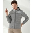 thumbnail image 4 of Wenseny Women’s Casual Zipper Lightweight Down Puffer Coat Hooded Warm Jacket Gray 2XL, 4 of 7