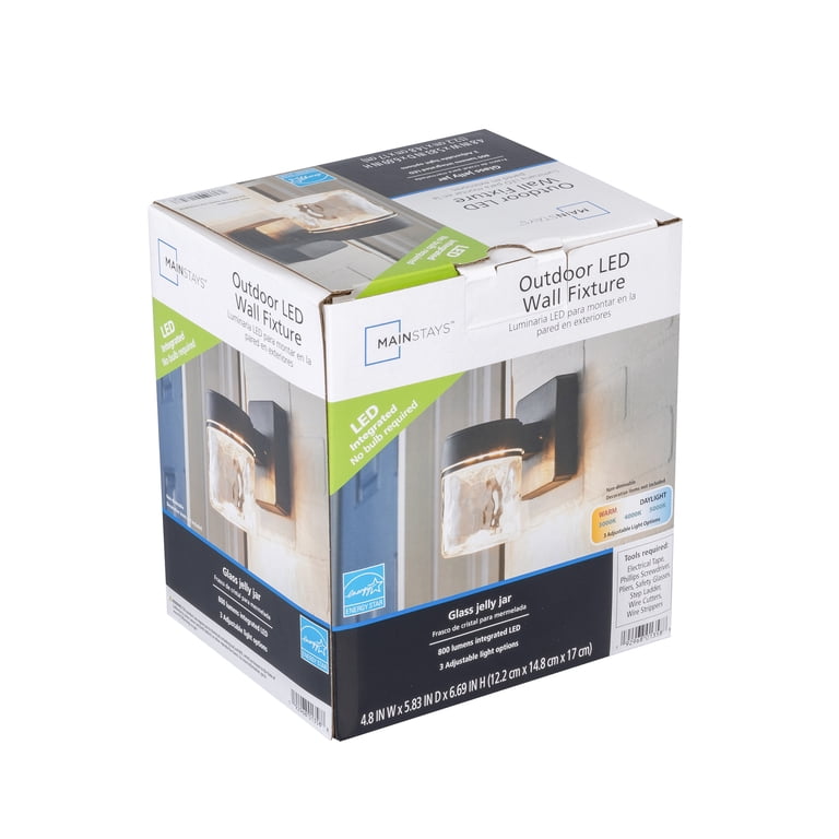 Mainstays Outdoor Integrated LED Wall Light, Black, 6 In photo 8