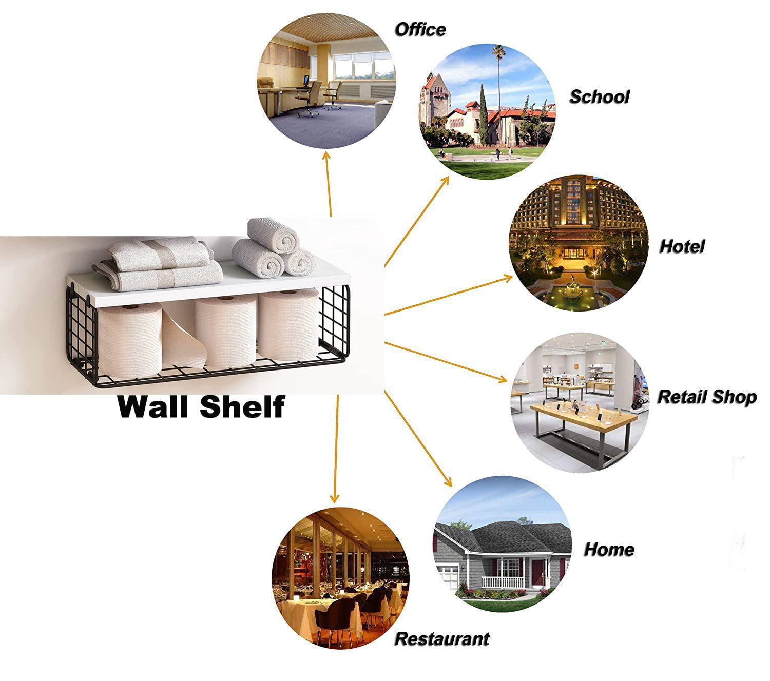 16" Wall-Mounted Floating Shelves W/Triangle Bracket & Frame, Rustic Decor Set of 2+1 White Wood Storage Shelf for Livingroom Kitchen Bedroom, Bathroom Shelves Over The Toilet