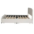 thumbnail image 4 of Upholstered Queen Size Bed with 4 Storage Drawers,Upholstered Platform Bed Frame with Stud Trim Headboard and Footboard,Velvet Queen Storage Bed for Teens Adults,Beige, 4 of 12