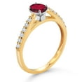 thumbnail image 3 of Gem Stone King 10K Yellow and White Gold Oval Ruby Red Mystic Topaz and White Lab Grown Diamond Engagement Ring for Women (0.68 Cttw, Gemstone Birthstone, Available in Size 5, 6, 7, 8, 9), 3 of 4