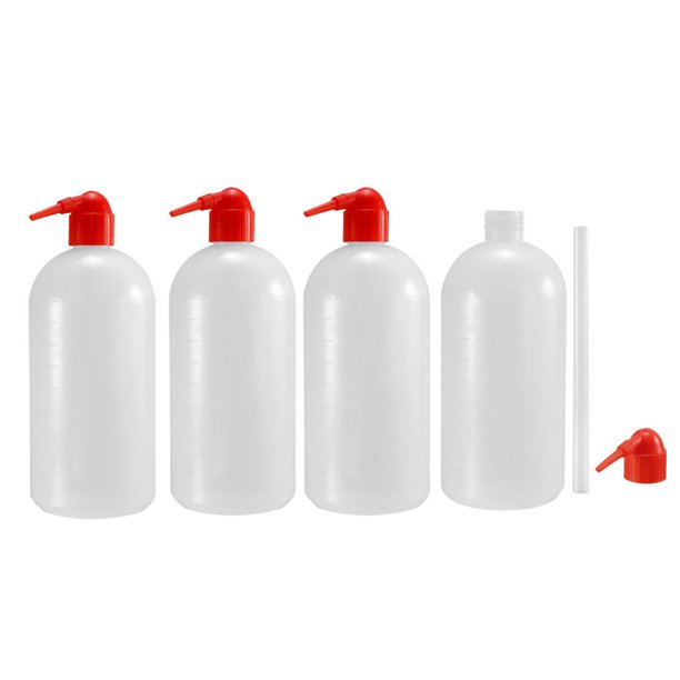 Plastic Wash Bottle Squeeze Bottle 1000ml/34oz Red Narrow Mouth Lab Tip