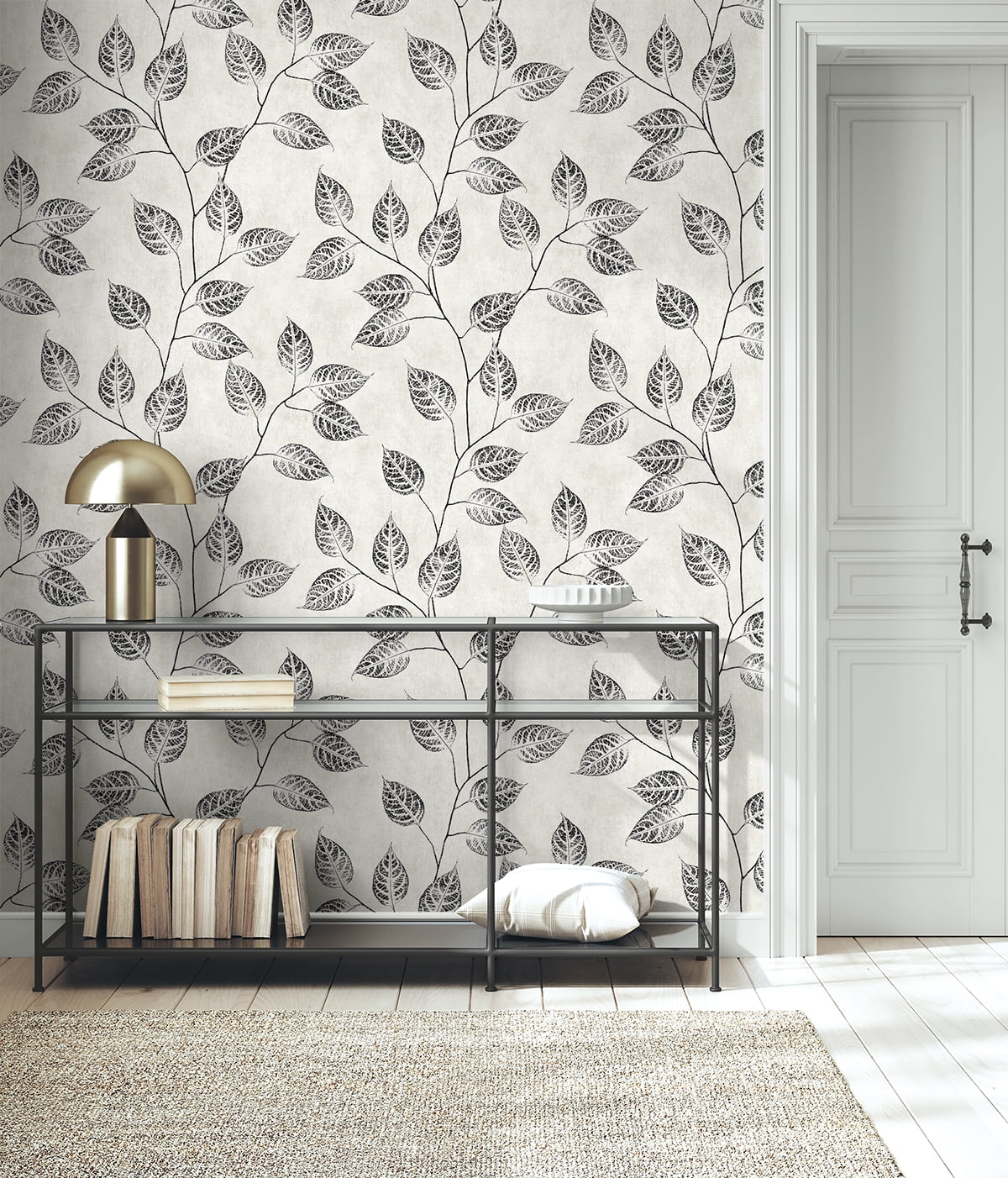 NextWall Contrast Leaf Silhouette Peel and Stick Wallpaper - 20.9 in. W x 18 ft. L Roll