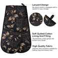 thumbnail image 4 of Dailycode Double Sided Oven Mitt with Loop Heat Resistant Kitchen Long Potholders 7" x 35" Gold Leaves and Elegant Flower, 4 of 6