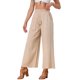 thumbnail image 4 of Pantalones rectos INSPIRE CHIC para mujer, casuales, sueltos, con cintura elástica, bolsillos, pantalones de pierna ancha, color caqui claro, talla S, 4 of 5