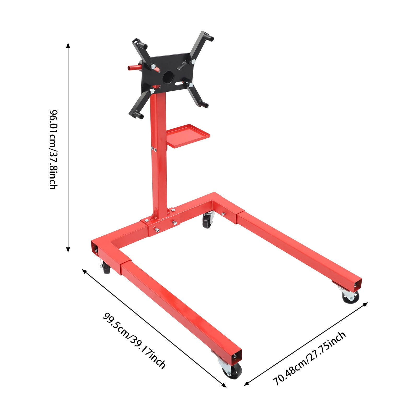 2000 LBS Modern Red Folding Engine Stand Vehicle Engine Block Stand 360 Degree Head 39.17*27.75*37.8in