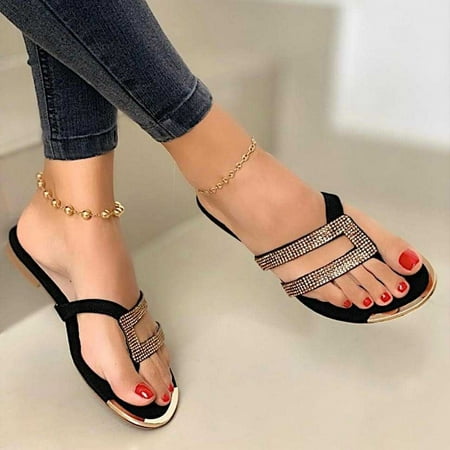 

Fidelma Women s Slippers Summer Women Ladies Fashion Casual Flat Retro Slippers Crystal Shoes Slippers Black 40