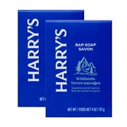 Harry's Bar Soap for Men - Wildlands Scent, 4 oz Body Soap Bars, 2 Pack