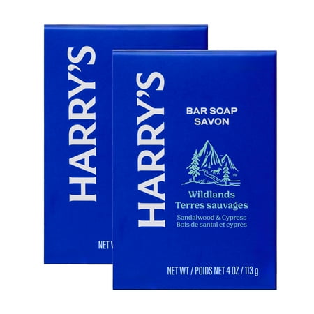 Harry's Bar Soap for Men - Wildlands Scent, 4 oz Body Soap Bars, 2 Pack