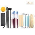thumbnail image 4 of 25pcs  Clay Tools Modeling Clay Sculpting Tools Kit Ceramic Pottery Carving Tools Including Double Ended Dotting Tools Ball Stylus Tools Clay Tools Rubber Tip Pens Plastic, 4 of 7