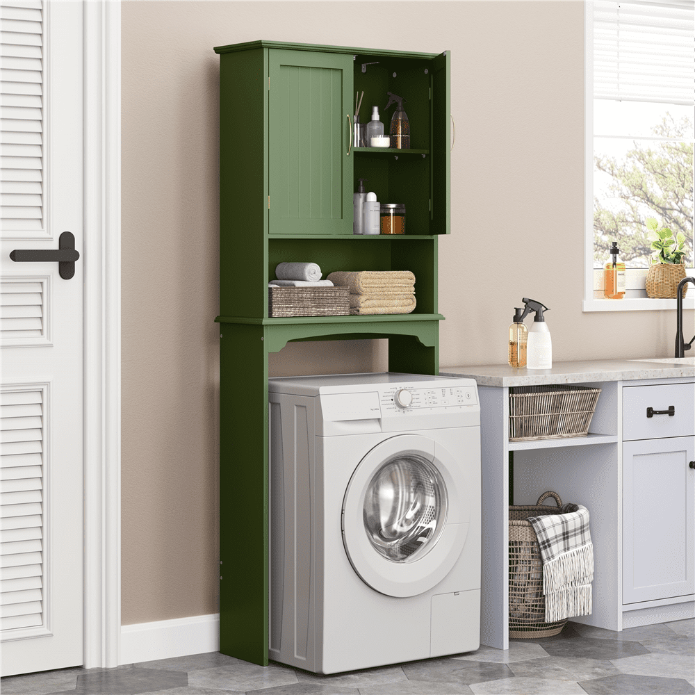 Alden Design Over The Toilet Storage Cabinet with Adjustable Shelf, Green
