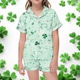 thumbnail image 2 of Pajama Set for Girls 2PC St. Patrick's Day Lapel Button up Kids Loungewear Boys Sleepwear 2 Piece Outfits Z11-Mint Green 4-5 Years, 2 of 4