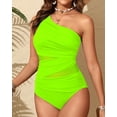 thumbnail image 3 of Traje de baño de una pieza Aqua Eve Tummy Control para mujer, color verde neón, 3 of 5